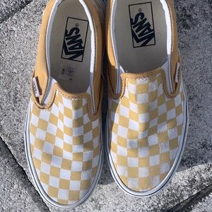 Yellow Checkered Slide Vans- 6.5